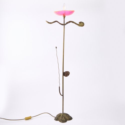 A One Off Sculptural Matthew Von Sturmer Bronze Water Lily Lamp