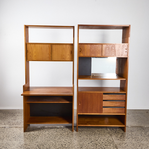 A Pair Of Modular Teak Wall Units By Poul Cadovius For Koninklijke Nederlandsche Meubelfabriek C.1960s