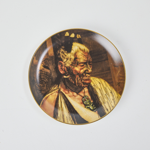 A Temuka Studio Plate Decorated With "Tumai Tawhiti" by Charles F Goldie