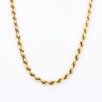 9ct Yellow Gold, Vintage, 45cm Hollow Link Rope Chain