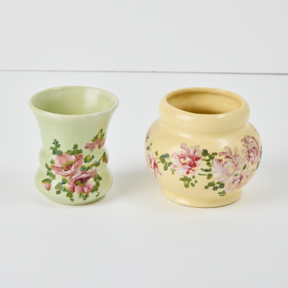 A Pair of Hand-Painted Crown Lynn Vases