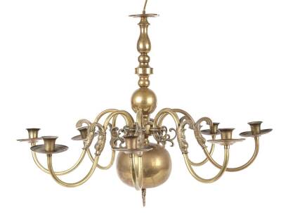 A European Brass Eight Branch Candelabra