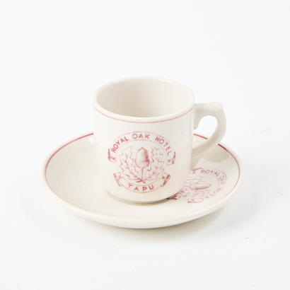 A Crown Lynn Royal Oak Hotel Demitasse Cup and Saucer