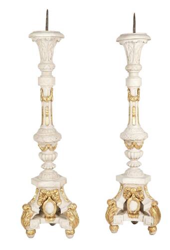 A Large Pair of Matching Pricket Candlesticks