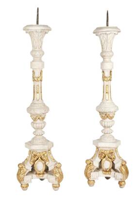 A Large Pair of Matching Pricket Candlesticks