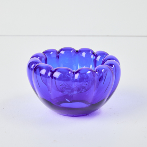 A Rebecca Heap Grandma Glass Jelly Mould in Blue Glass