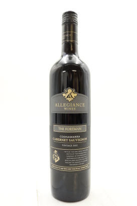 (1) 2022 Allegiance Wines The Foreman Cabernet Sauvignon, Coonawarra