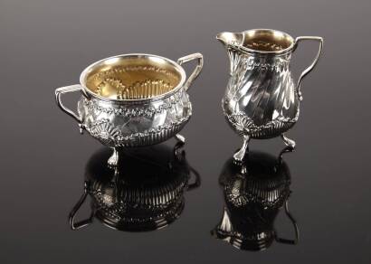 A Sterling Silver Duo of Cream Jug and Sugar Basin