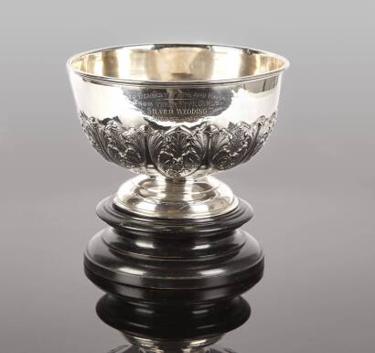 A Sterling Silver Punch or Rose Bowl on Wooden Stand