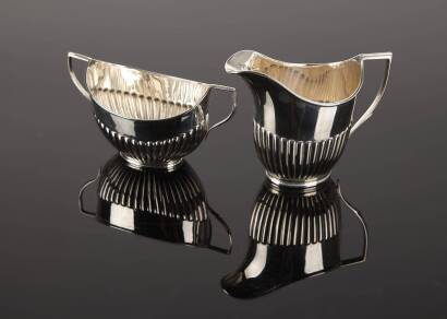 A Sterling Silver Duo of Cream Jug with Matching Sugar Bowl