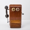 A Vintage Wall Mount Wooden Manual Phone
