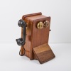 A Vintage Wall Mount Wooden Manual Phone - 2