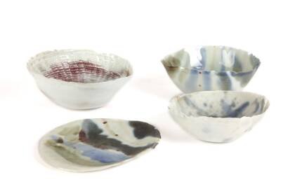 Four David Brokenshire Glazed Pottery Bowls