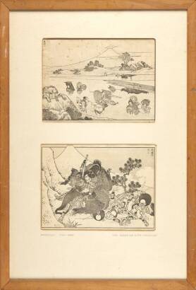 Hokusai (1760-1849) Framed Woodblock Print in Black Ink