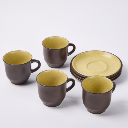 A Set Of Four Noritake Folkstone Safari Brown Coffee Set