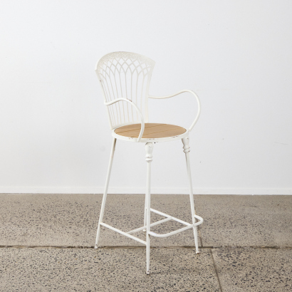 A Decorative White Metal High Stool