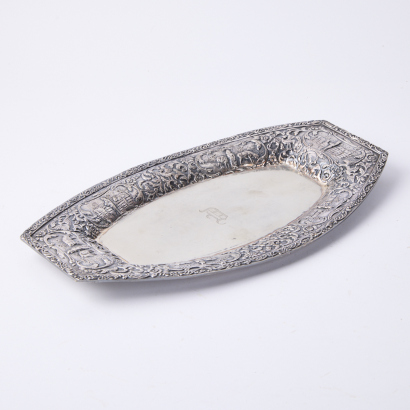 An Antique Art Nouveau Derby Silver Company Repouss Bread Tray c.1880s