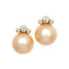 18ct Golden Pearl and Diamond Earrings