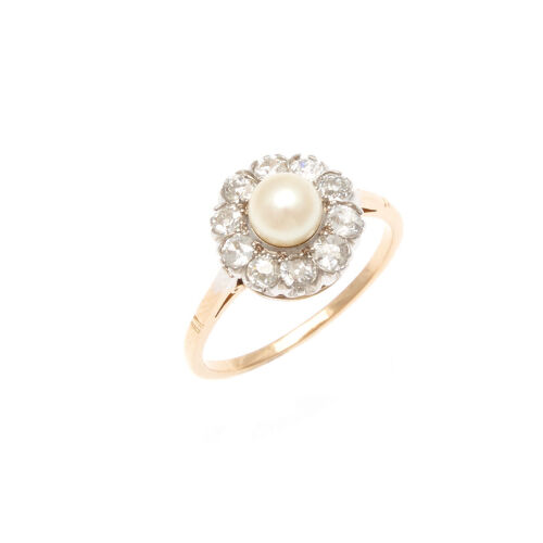 15ct Antique Pearl and Diamond Ring
