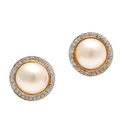 18ct Pearl and Diamond Earrings