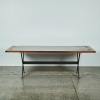 A Large Oak Table With A Steel Frame - 2