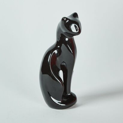 A Mid Century Ceramic Black Cat by Venice Ceramics