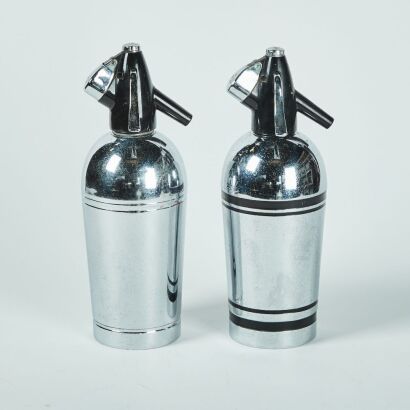 A Set of Two Mid-Century Chrome Soda Syphons