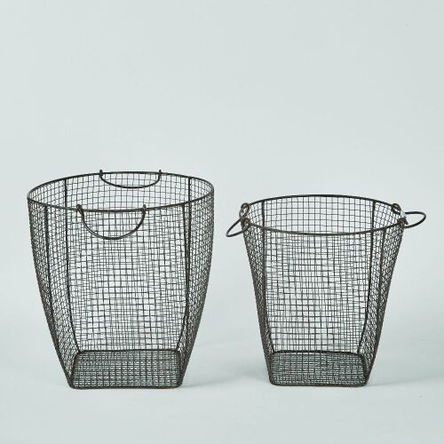 A Pair Of Metal Wire Storage Baskets