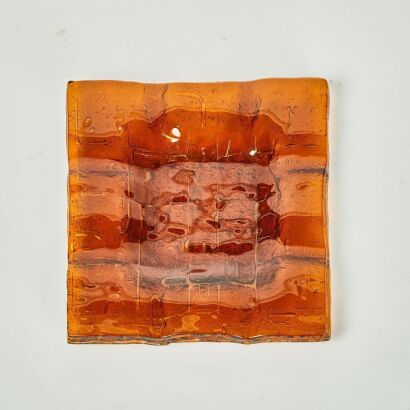 A Mid Century Lg Amber Glass Ashtray