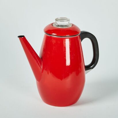 A Japanese Red Enamel Teapot