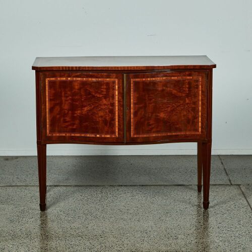 An Antique Inlay Bow Front Mahogany Console