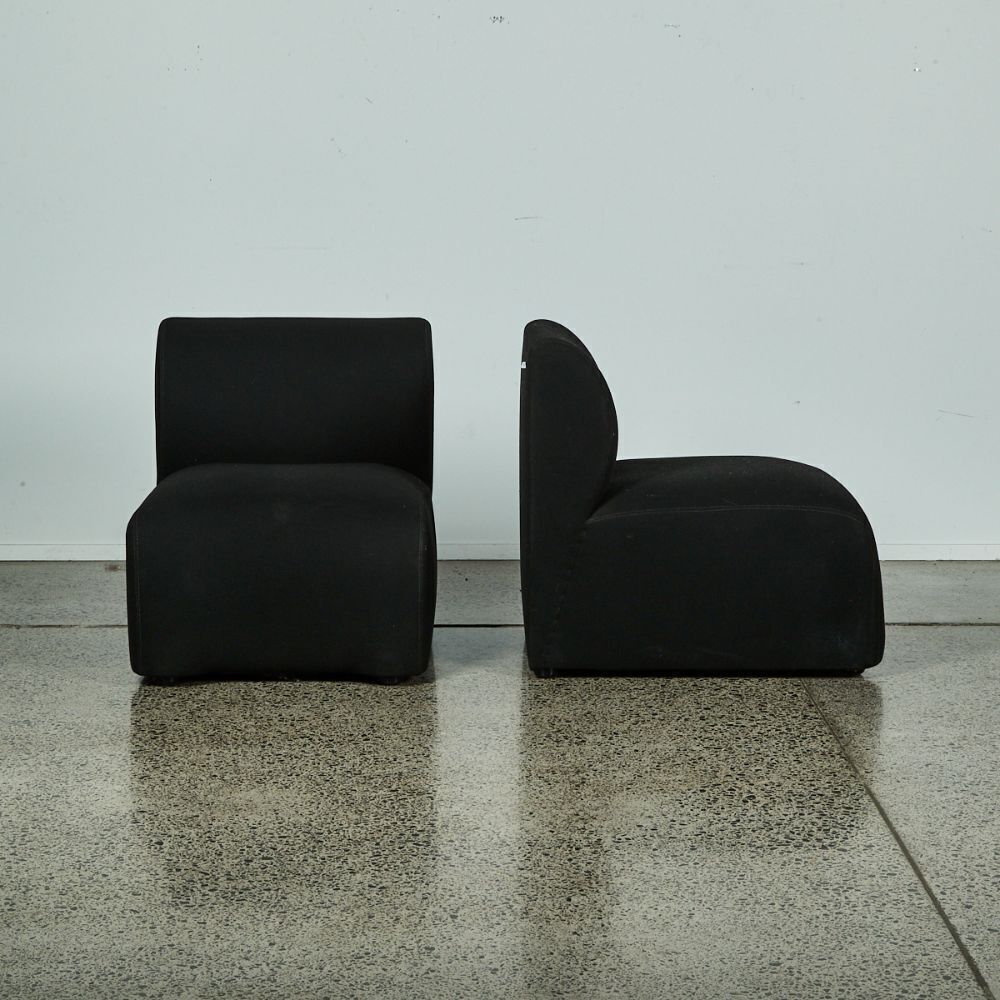 Retro Style Module Chair A Pair of 1970s Black Wool Modular Chairs