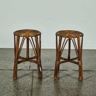 A Pair of Retro Cane Stools