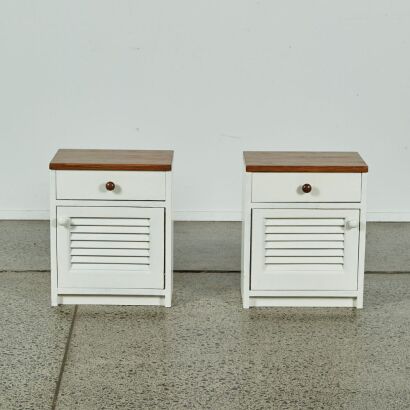 A Pair of Shutter Style Bedside Tables