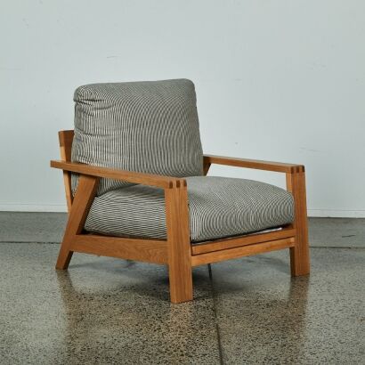 A Riviera Armchair With Striped Upholstery