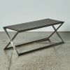 A Chrome And Leather Modernist Bench