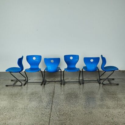 A Set of Six Blue Verner Panton 'PantoSwing Lupo' Chairs