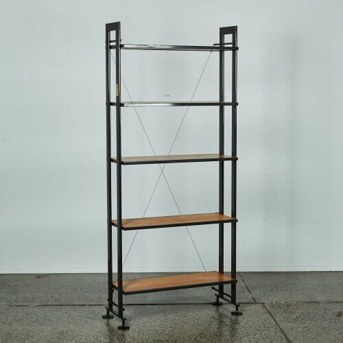 A Michael Draper Black Steel and Ply Shelf