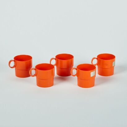 A Set of Five Orange Stackable Cups