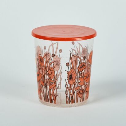 A Plastic Floral Decorated Storage Container