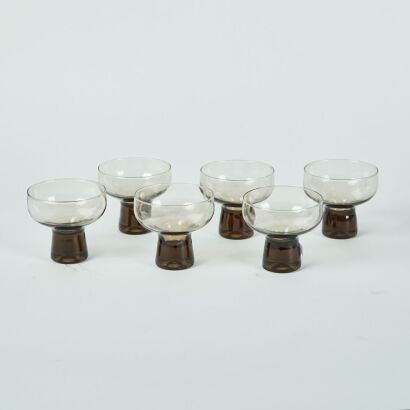 A Set of Six Kaaru Glass Mid-Century Champagne Coups