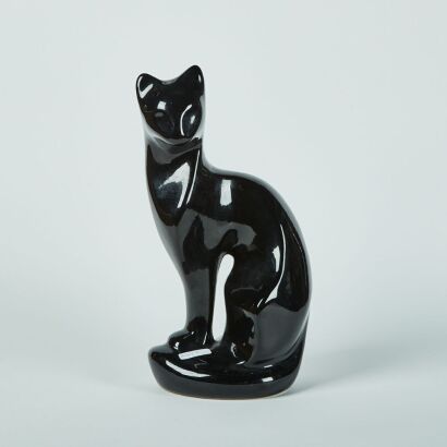 A Large Black Ceramic Cat