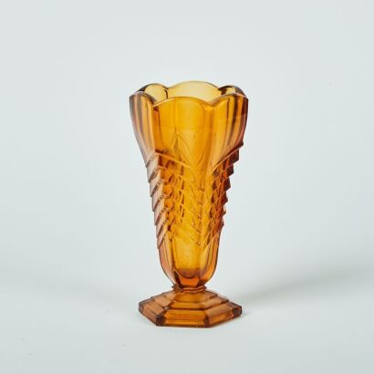 An Amber Depression Glass Vase