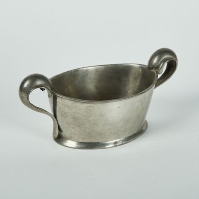 A Heavy Two-Handled Oval Pewter Bowl