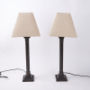 A Pair of Corinthian Columned Table Lamps with New Shades