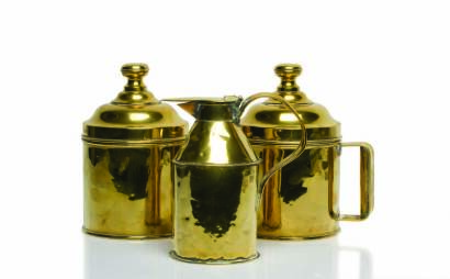 Three 19th Century Dutch Brass Kitchen Canisters