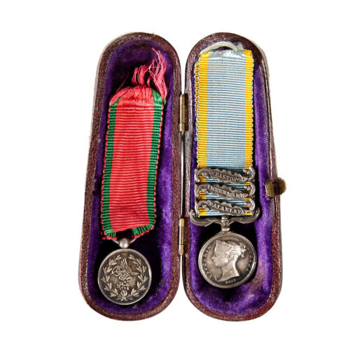 An Original Set of Two Victorian Era Medals For An Officer's Service In The Crimean War