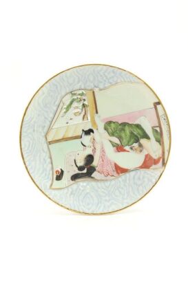 A Japanese 20th century erotic porcelain plate