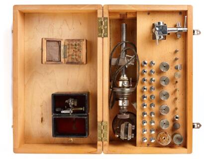 A Cased Watchmakers Lathe