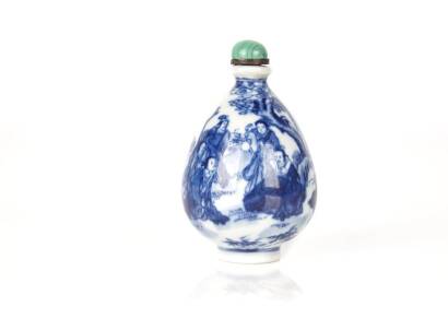 A Chinese Blue and White Snuff Bottle Guang Xu Mark